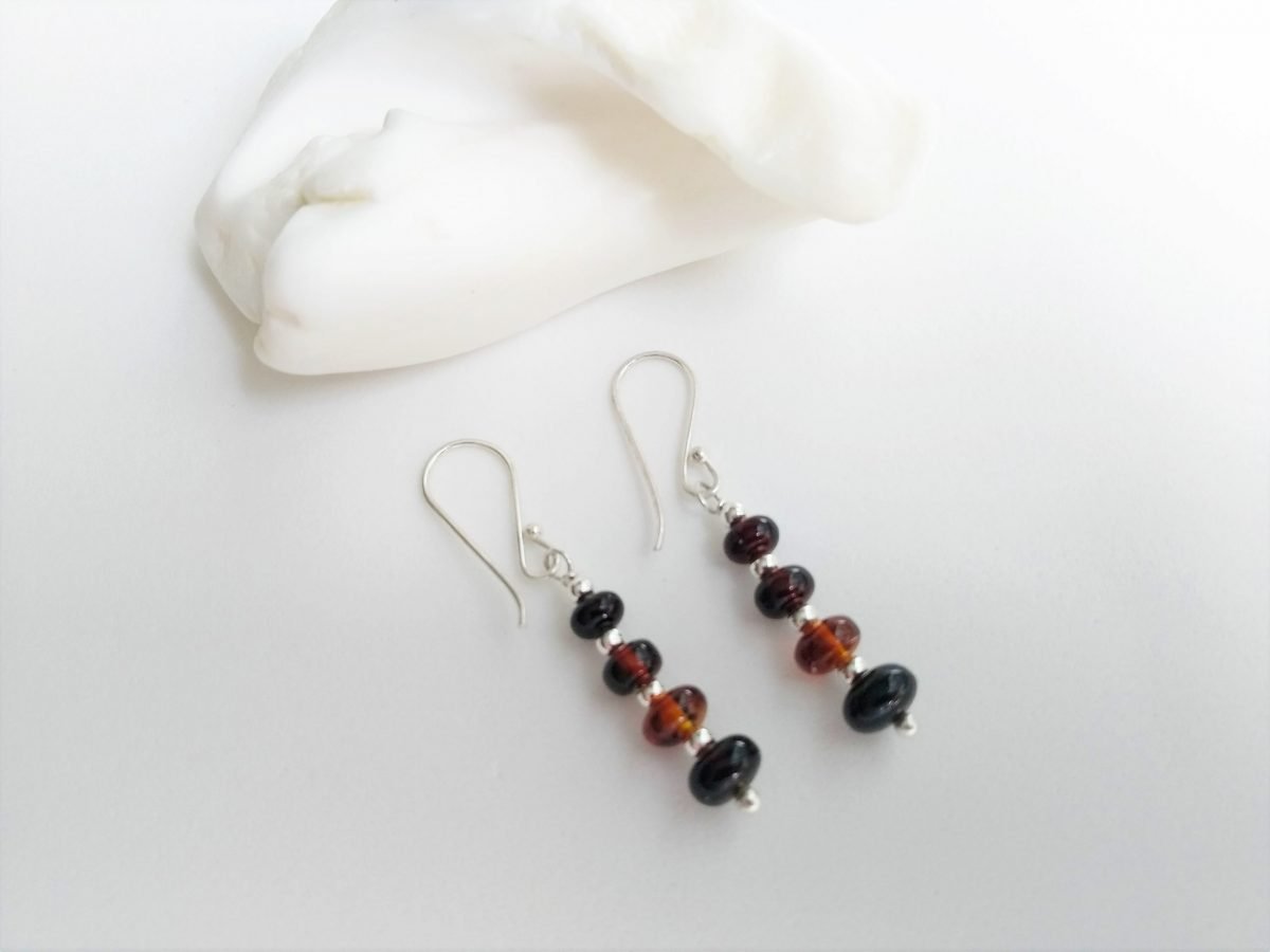 Aretes esferas de ámbar rojo - Imagen 3
