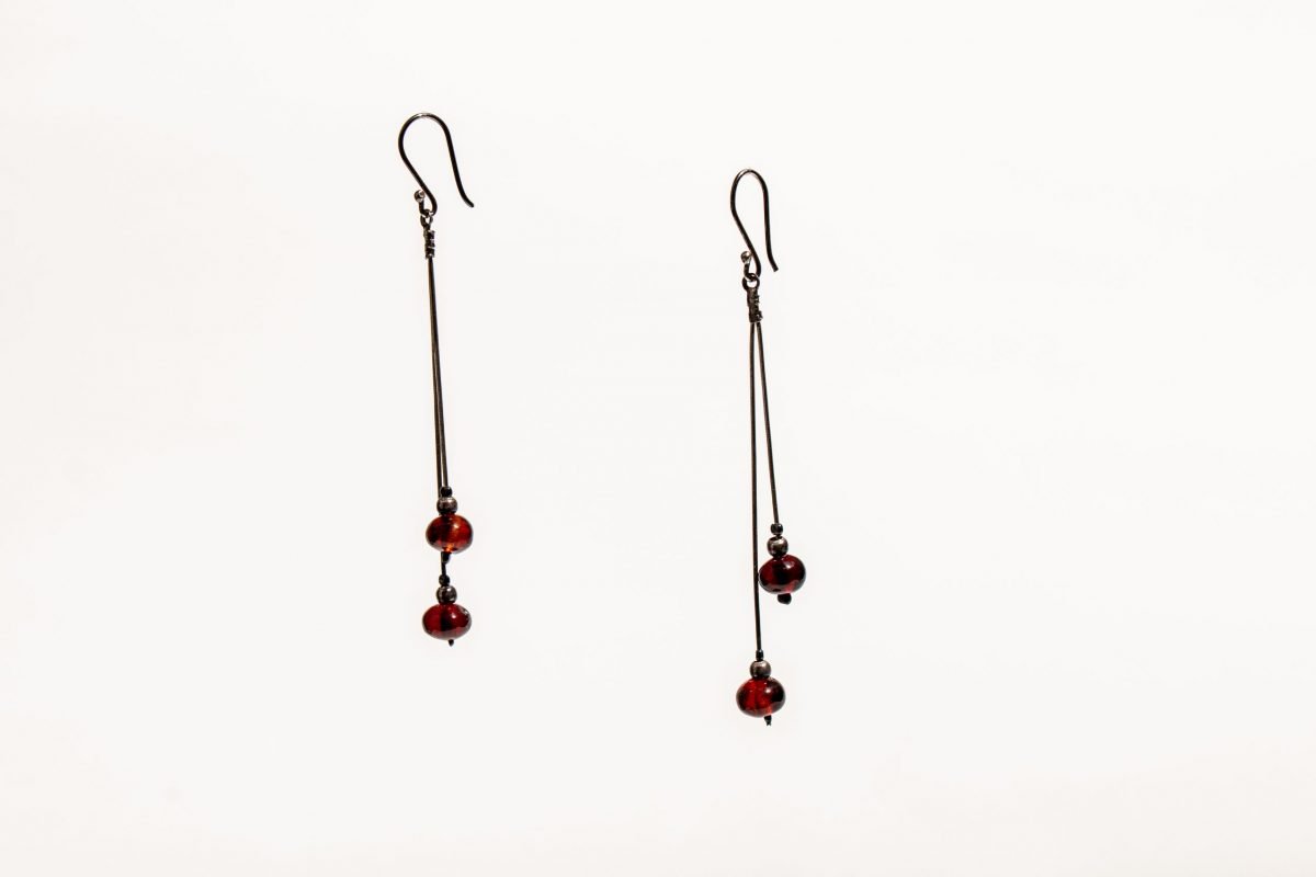 Collar y par de aretes de ámbar rojo - Imagen 5