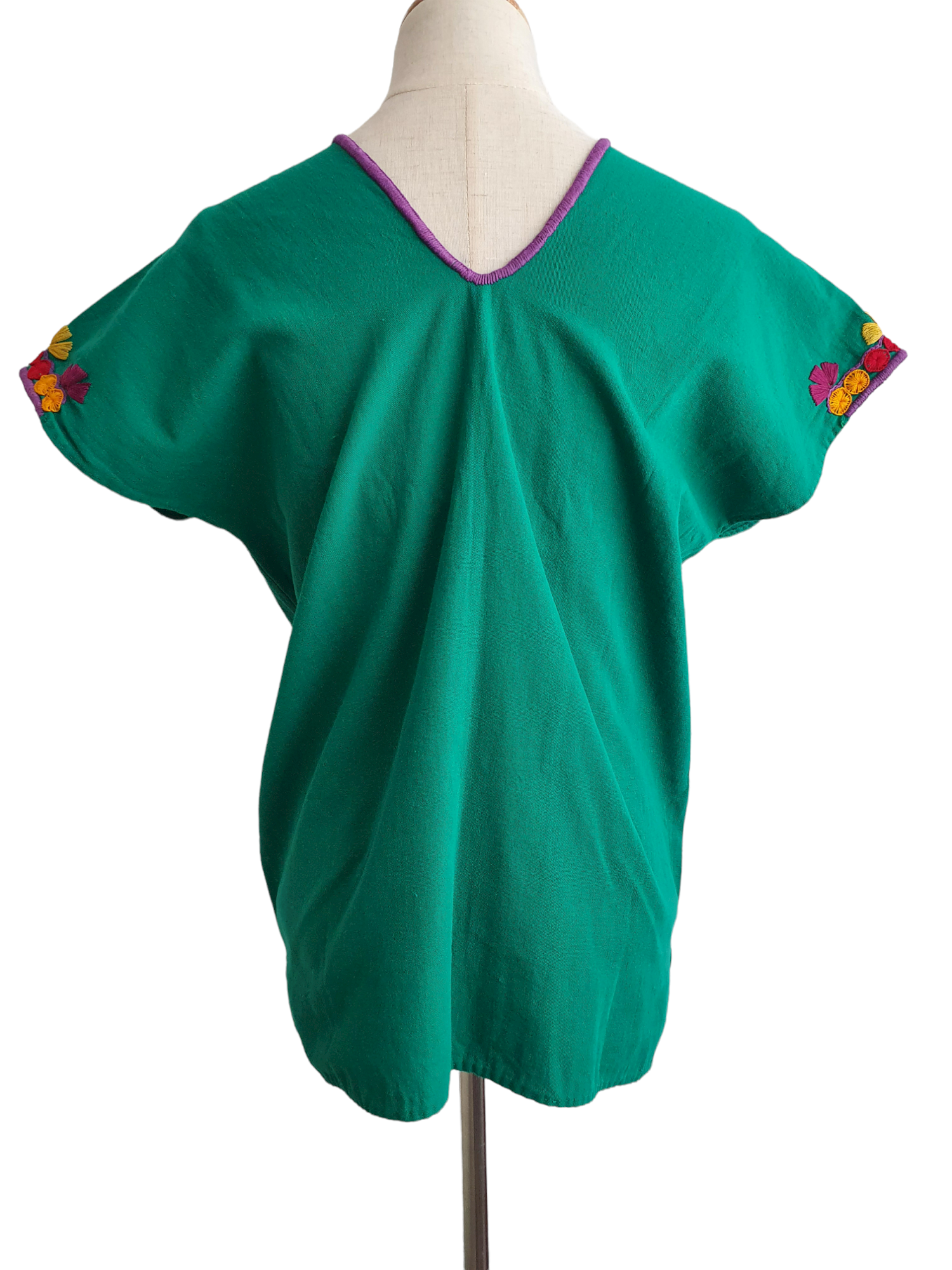 Blusa manga corta cuello "V" multicolor. Talla 32-34 (Mediana) - Imagen 3