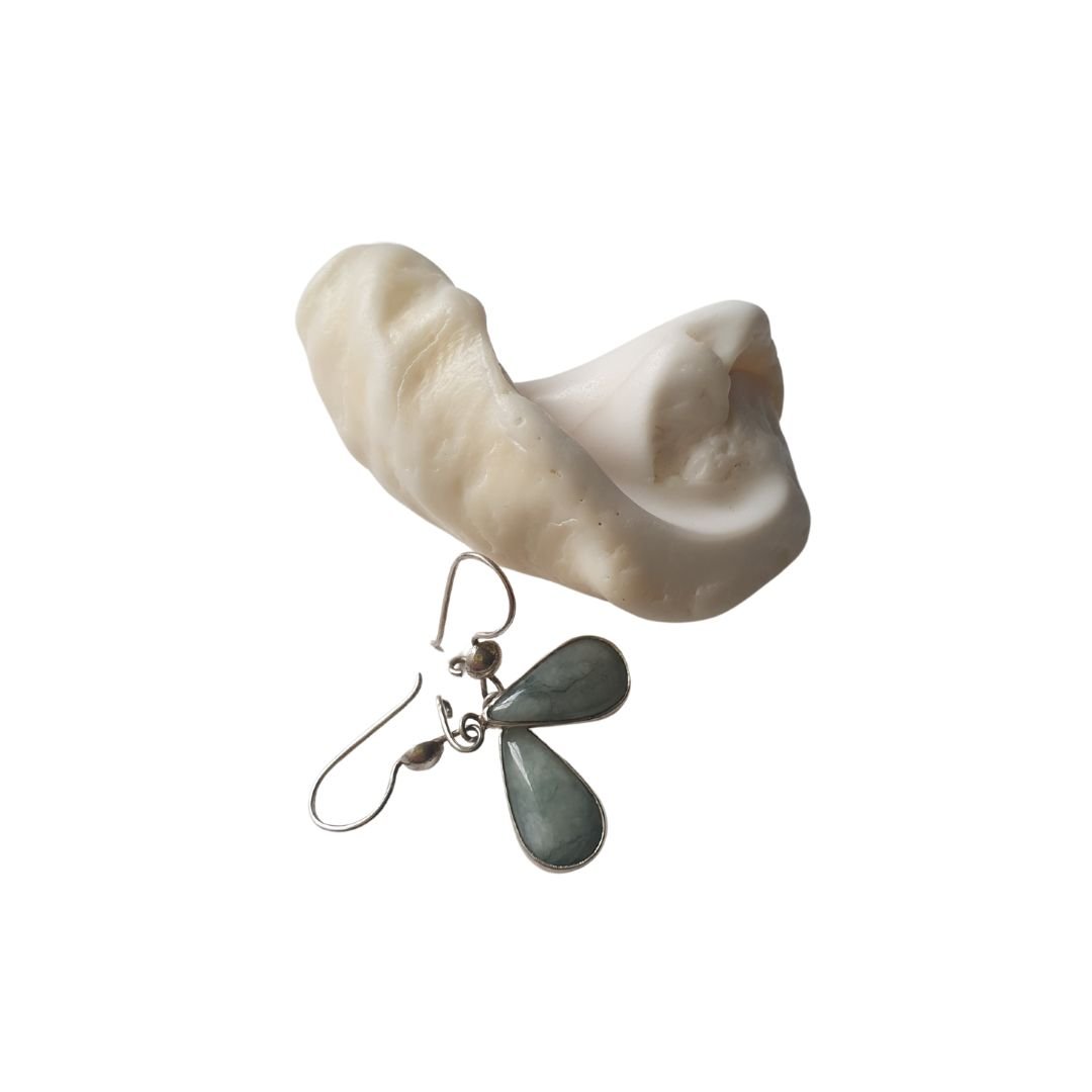 Juego de collar y aretes ámbar rojo y jade - Imagen 8