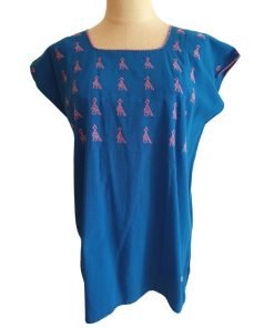 Blusa bordada a mano manga corta. Talla 32-34 (Mediana)
