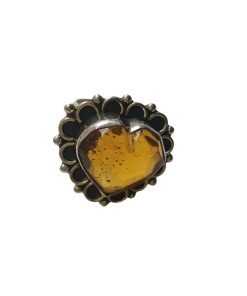 Anillo de ámbar forma corazón ajustable