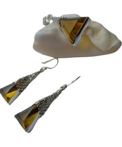 Juego de aretes y dije de ámbar de Chiapas
