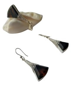Juego de aretes y dije de ámbar de Chiapas