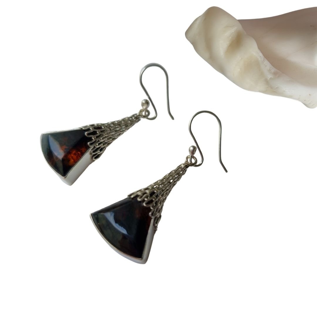 Juego de aretes y dije de ámbar de Chiapas - Imagen 3