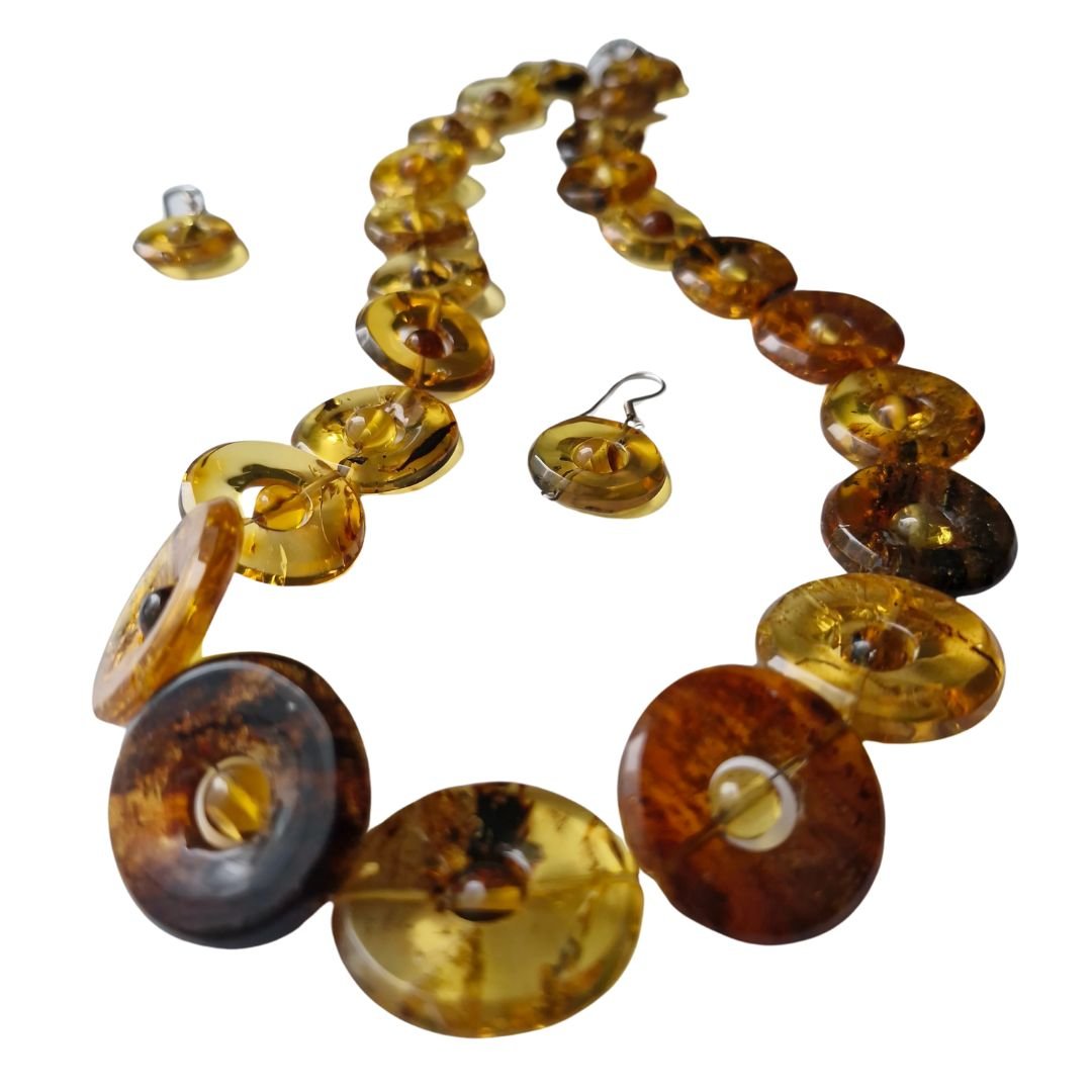Collar y aretes ámbar de Chiapas. Colección Donas - Imagen 4