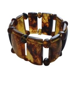 Alternative view of Brazalete de ámbar rectángulos y esferas