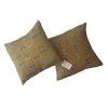 Par de fundas de cojines bordado tipo Larráinzar (ocre-turquesa)