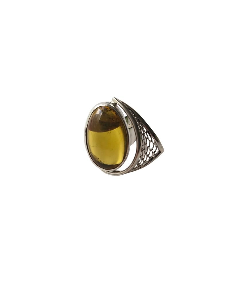 Anillo de ámbar claro ovalado ajustable - Imagen 2