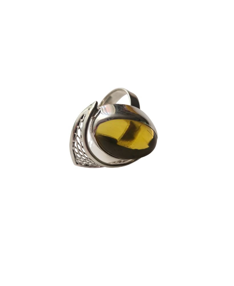 Anillo de ámbar claro ovalado ajustable - Imagen 3
