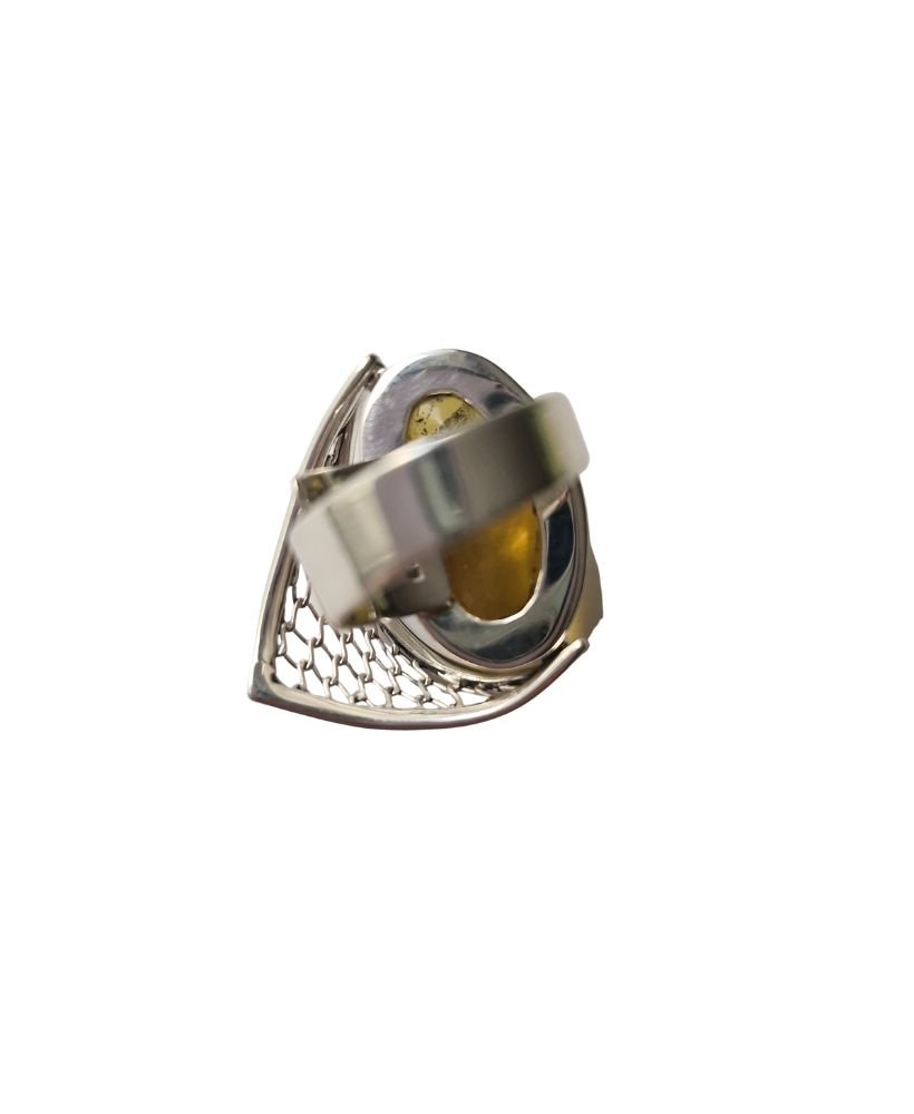 Anillo de ámbar claro ovalado ajustable - Imagen 4