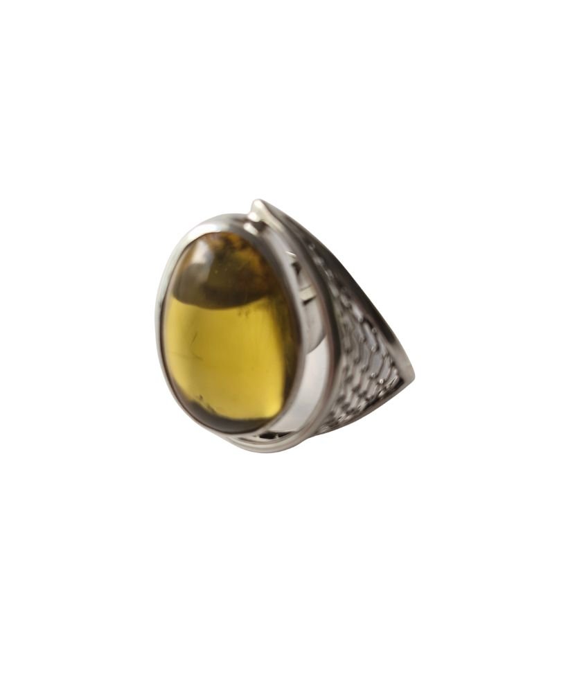Anillo de ámbar claro ovalado ajustable - Imagen 6